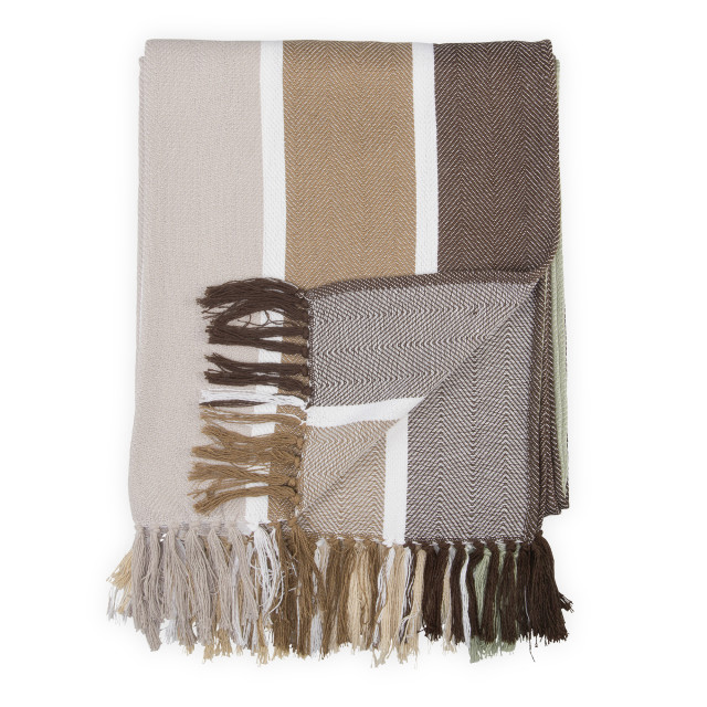 Aranda Protea Pinstripe Sunset Throw, 150cm x 200cm - Cocoa/Coffee