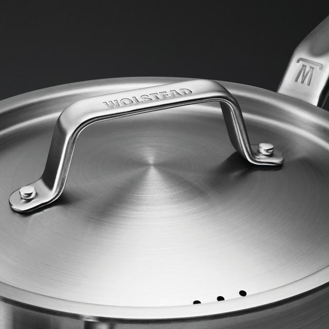 Wolstead Pro Steel Triply Stainless Steel Saucepan Set, 3-Piece