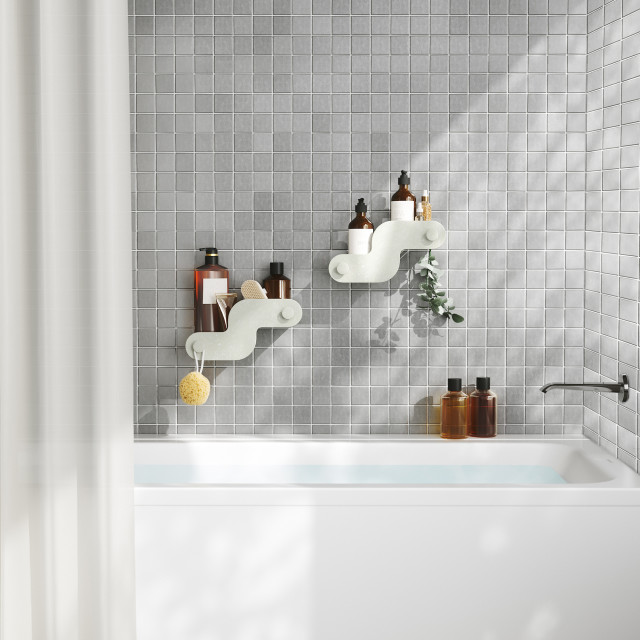 Umbra Nami Adhesive Shower Bins, Set of 2 - Ocean Sand