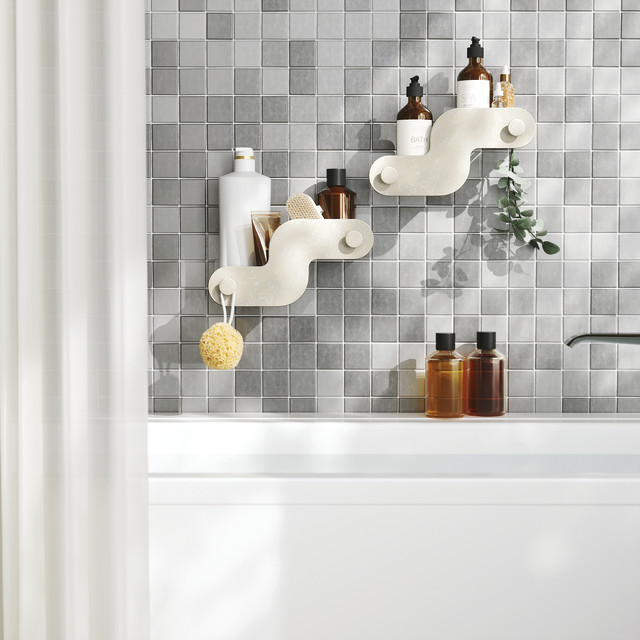 Umbra Nami Adhesive Shower Bins, Set of 2 - Ocean Sand