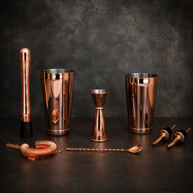 Karo Collective Beaumont Copper Cocktail Kit with Leather Roll