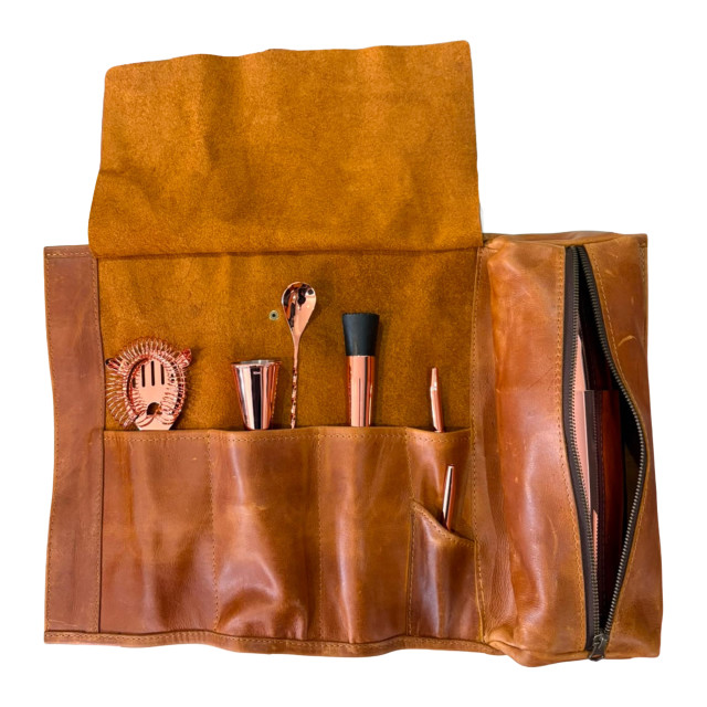 Karo Collective Beaumont Copper Cocktail Kit with Leather Roll