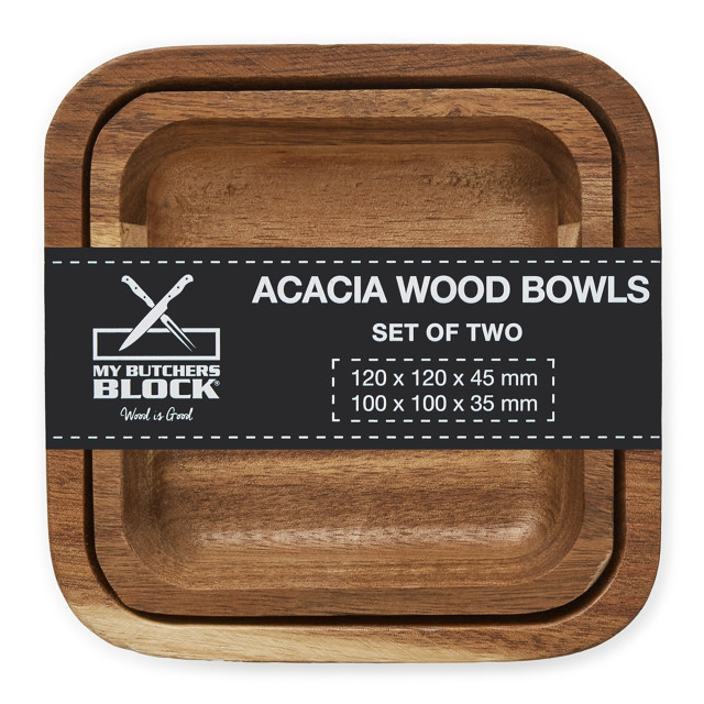 My Butchers Block Acacia Wooden Bowls, Set of 2