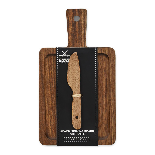 My Butchers Block Acacia Serving Board with Knife