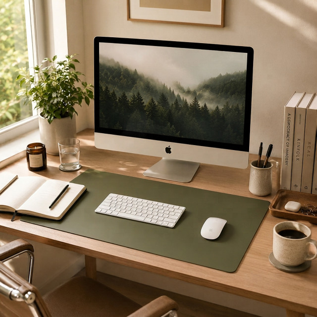 Vacavaliente Rectangular Desk Mat - Olive