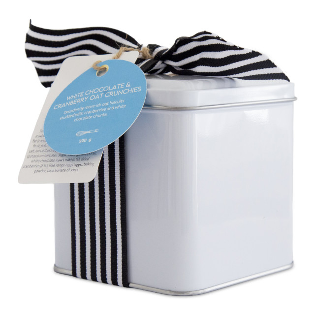 The Biscuitry White Chocolate Cranberry Oat Crunchies Biscuit Gift Tin