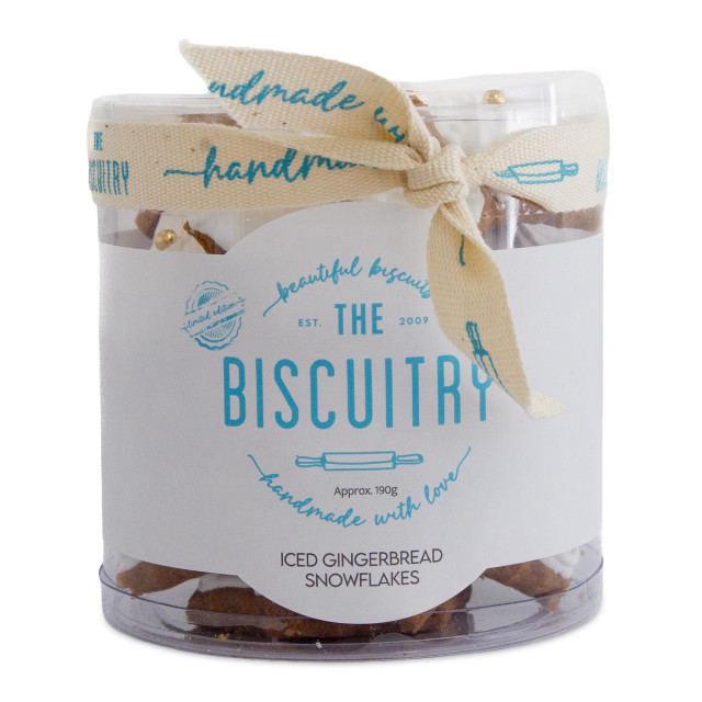 The Biscuitry All White Snowflakes Festive Iced Gingerbread Biscuits