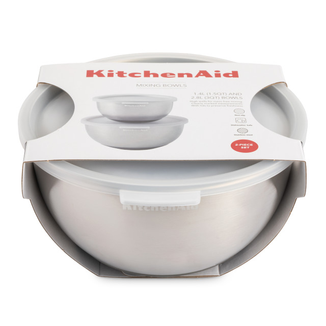 KitchenAid Stainless Steel Mixing Bowls with Lids, Set of 2