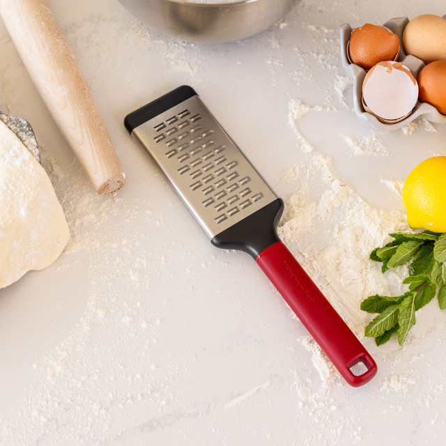 KitchenAid Classic Medium Etched Grater - Silver & Red
