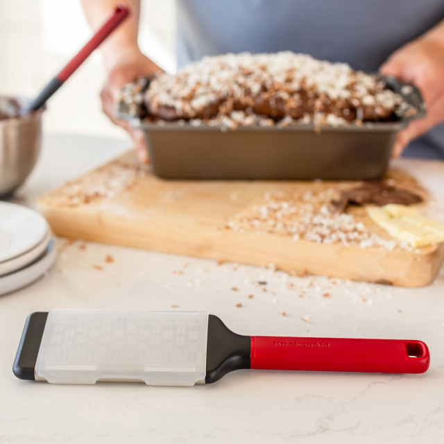 KitchenAid Classic Medium Etched Grater - Silver & Red