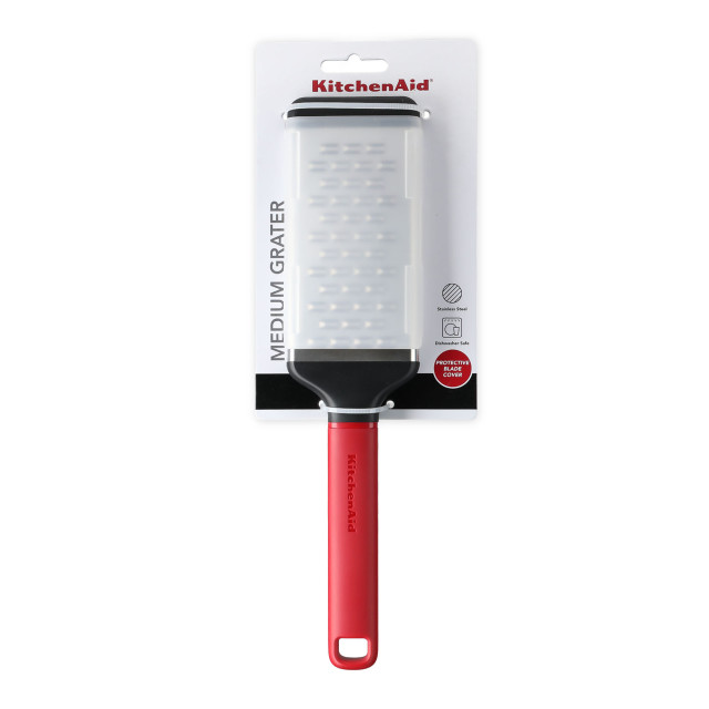 KitchenAid Classic Medium Etched Grater - Silver & Red