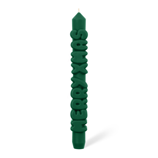 CandleHand Merry Christmas 3D Taper Candle - Green