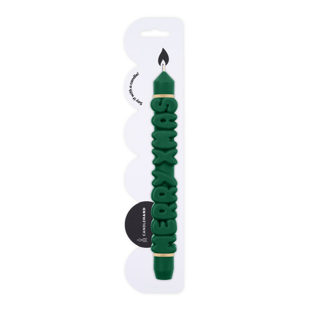 CandleHand Merry Christmas 3D Taper Candle - Green