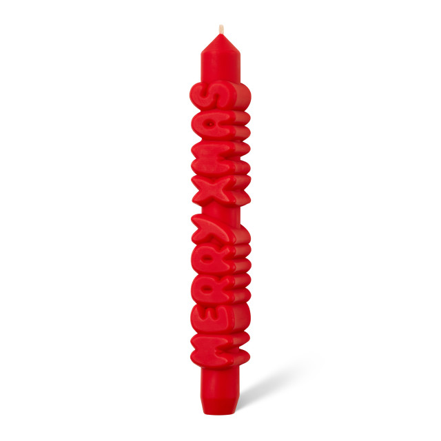 CandleHand Merry Christmas 3D Taper Candle - Red