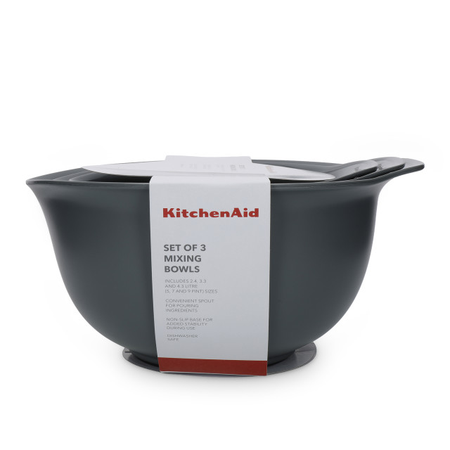 KitchenAid Nesting Mixing Bowls, Set of 3 - Charcoal Grey