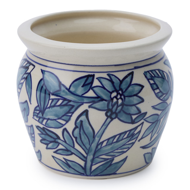 Thread Office Blue New England Ceramic Planter, 15cm