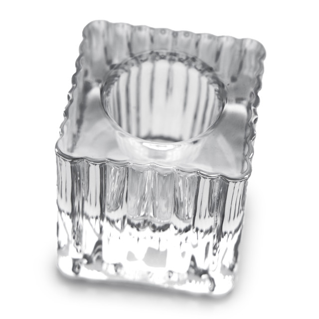 Thread Office Square Ribbed Clear Glass Dinner Candle Holder