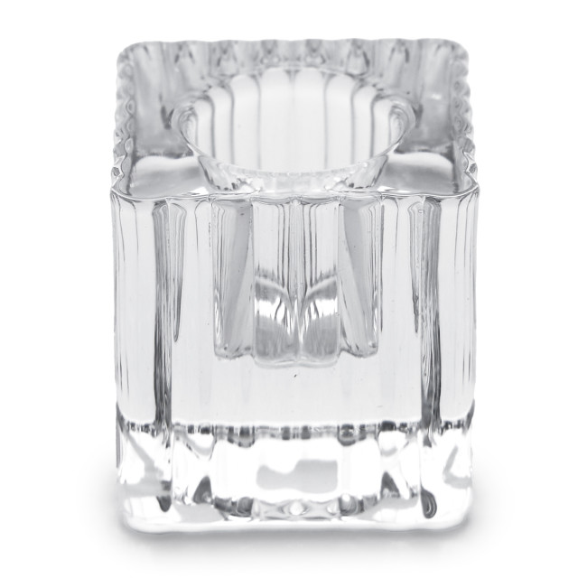 Thread Office Square Ribbed Clear Glass Dinner Candle Holder