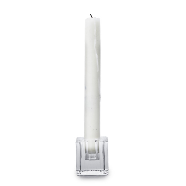 Thread Office Square Ribbed Clear Glass Dinner Candle Holder