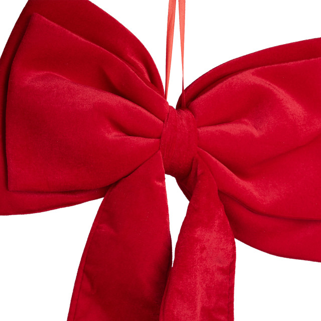 Humble & Mash Extra Large Red Plush Fabric Decorative Bow close up