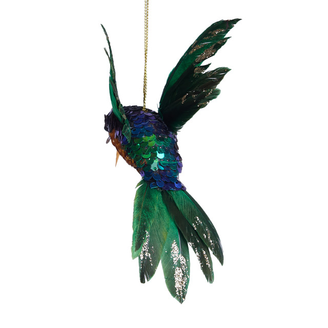 Humble & Mash Green Sugar Bird In Flight Hanging Ornament back view