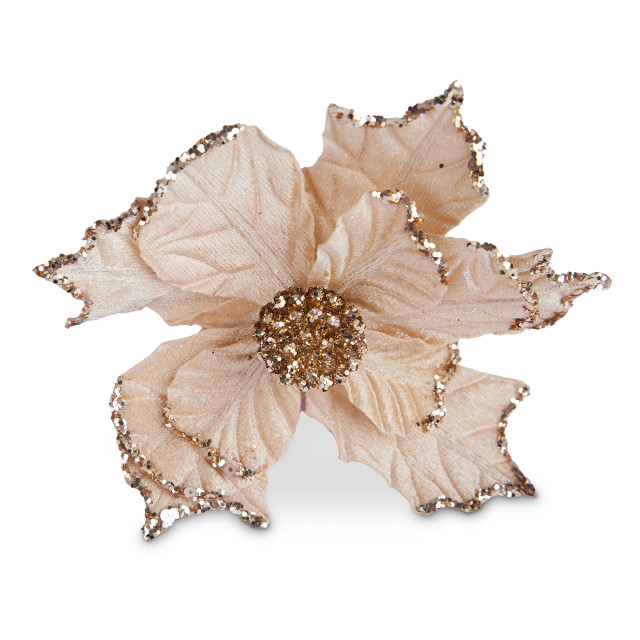 Humble & Mash Gold Poinsettia Flower, Set Of 2 front view
