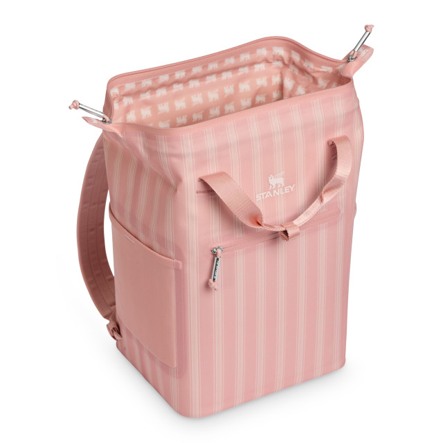 Stanley Limited Edition Madeleine Mini Backpack Soft Cooler, 13.2L - Peach Rose Picnic Stripe
