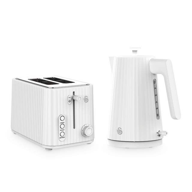 Swan Wave Kettle and 2-Slice Toaster Set - White
