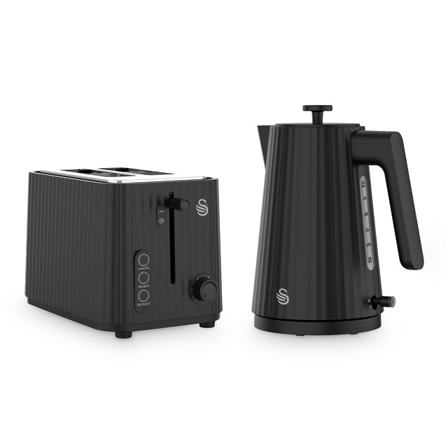 Swan Wave Kettle and 2-Slice Toaster Set - Black