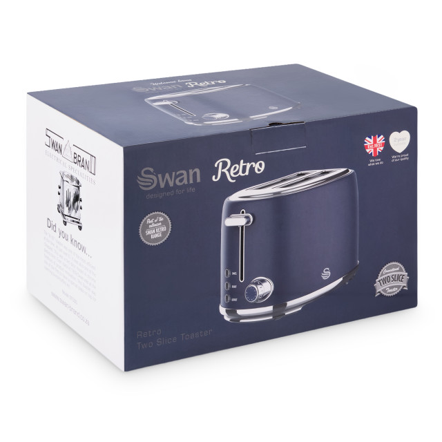 Swan Retro Glossy Kettle and 2-Slice Toaster Set - Oceanic Blue