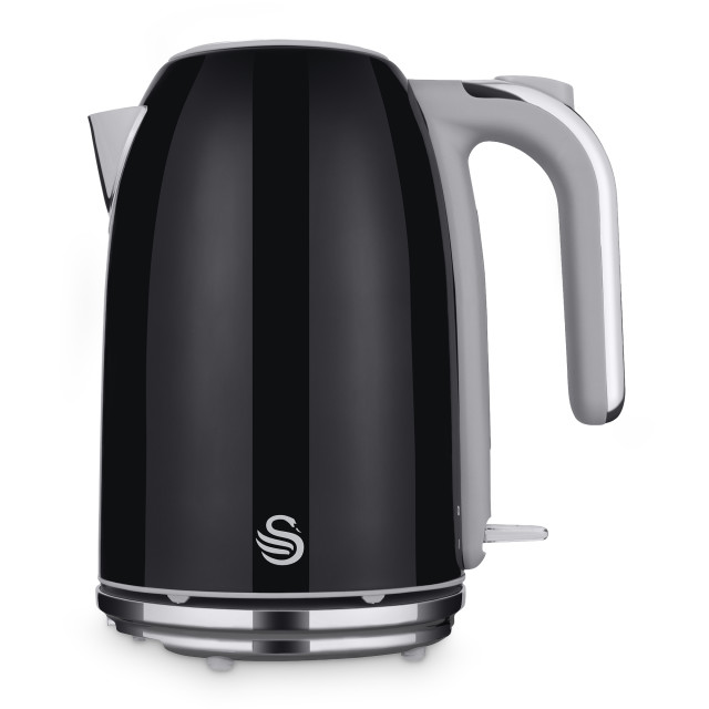 Swan Retro Glossy Kettle and 2-Slice Toaster Set - Glossy Black