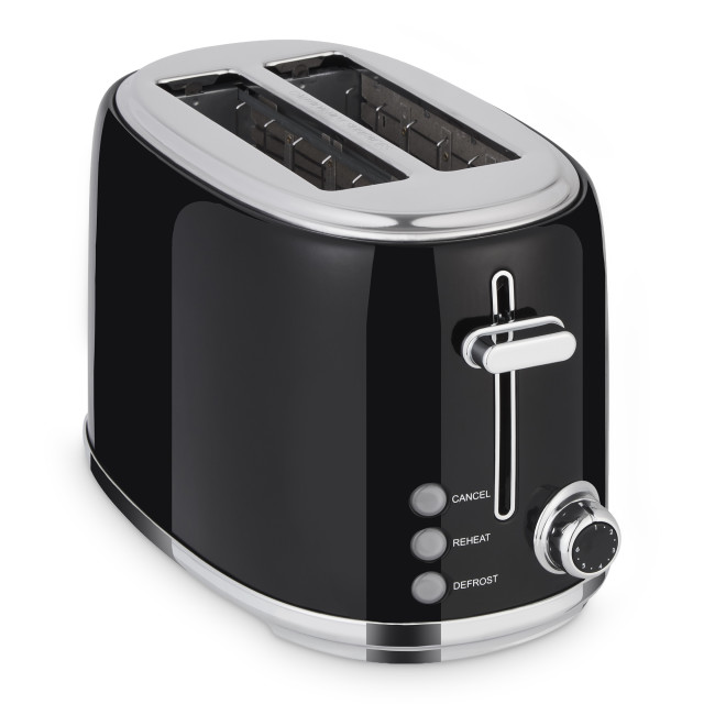 Swan Retro Glossy Kettle and 2-Slice Toaster Set - Glossy Black