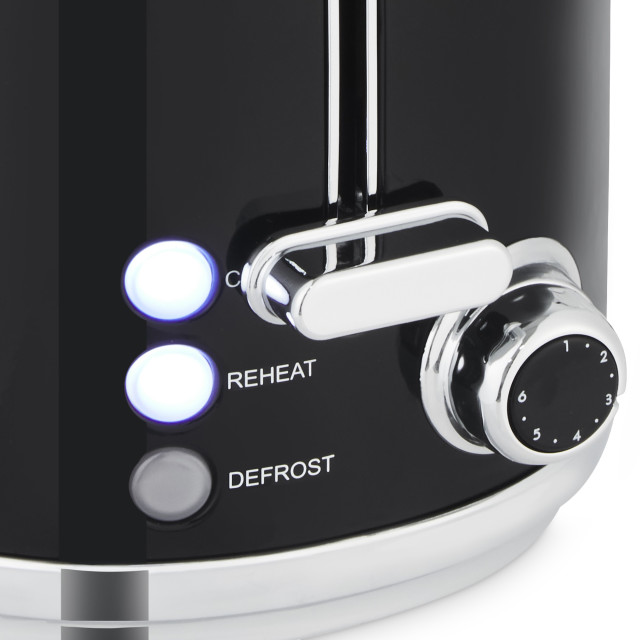 Swan Retro Glossy Kettle and 2-Slice Toaster Set - Glossy Black