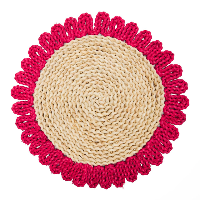 Humble & Mash Pink Woven Rattan Placemats, Set of 2