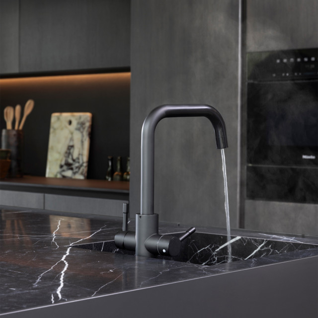 BIBO Under-Counter Chilled Water Module With Rock Faucet - Black Cube 4-in-1 Faucet