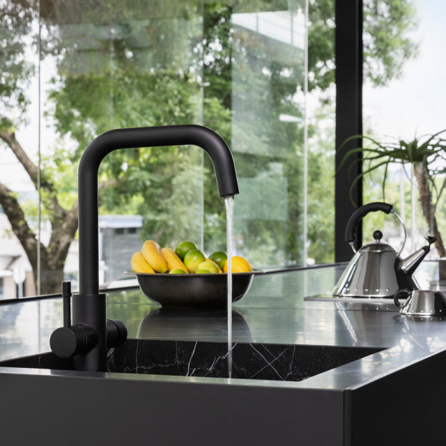 BIBO Under-Counter Chilled Water Module With Rock Faucet - Black Cube 4-in-1 Faucet