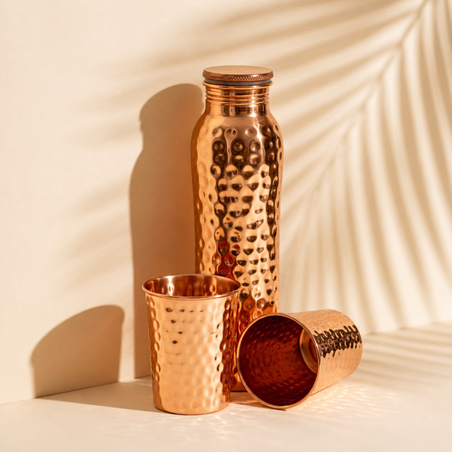 Forrest & Love Hammered Copper Bottle & Tumbler Set
