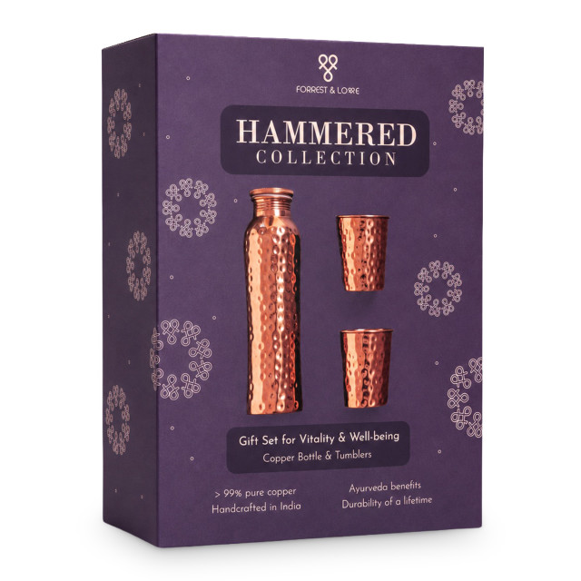 Forrest & Love Hammered Copper Bottle & Tumbler Set