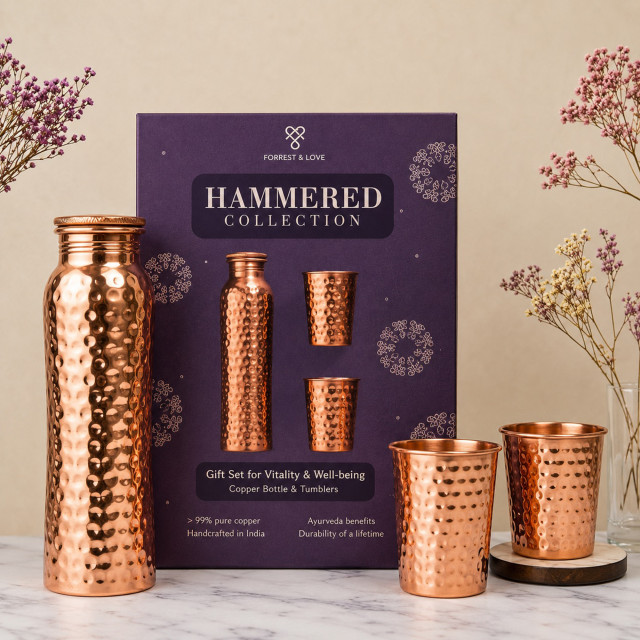 Forrest & Love Hammered Copper Bottle & Tumbler Set