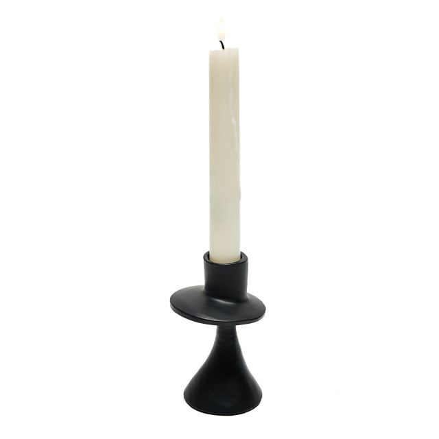 Humble & Mash Short Aluminium Black Disk Dinner Candle Holder