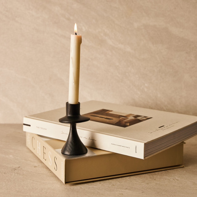 Humble & Mash Short Aluminium Black Disk Dinner Candle Holder