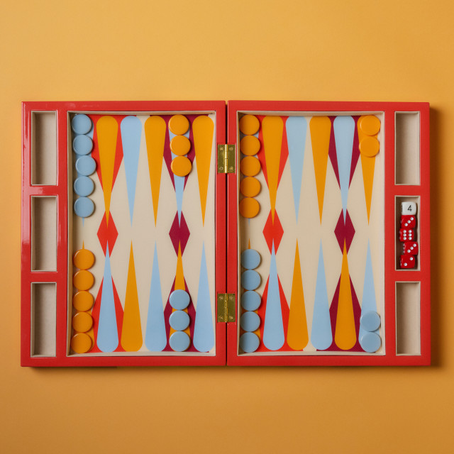 Printworks Lacquered Backgammon - Red