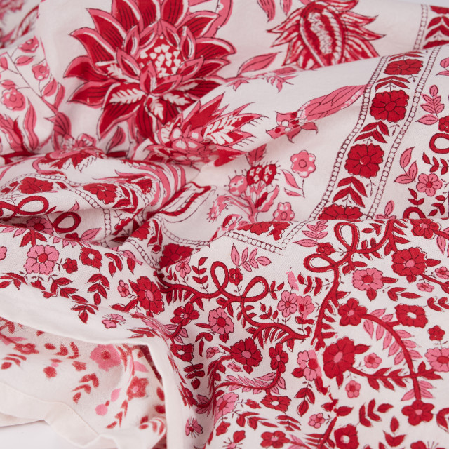 India Ink Red Floral Tablecloth - 8-Seater