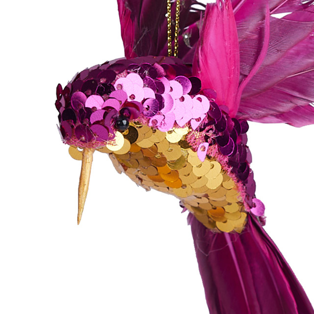 Humble & Mash Pink Sugar Bird In Flight Hanging Ornament close up