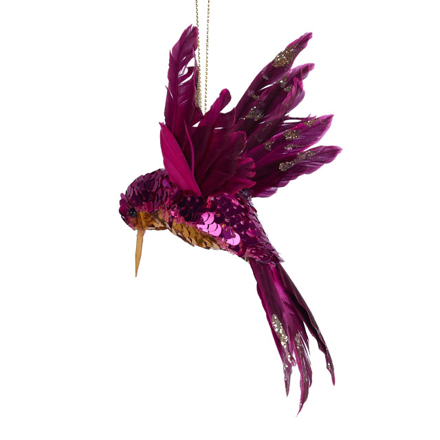 Humble & Mash Pink Sugar Bird In Flight Hanging Ornament back view
