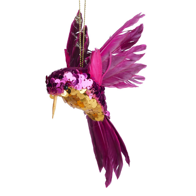 Humble & Mash Pink Sugar Bird In Flight Hanging Ornament