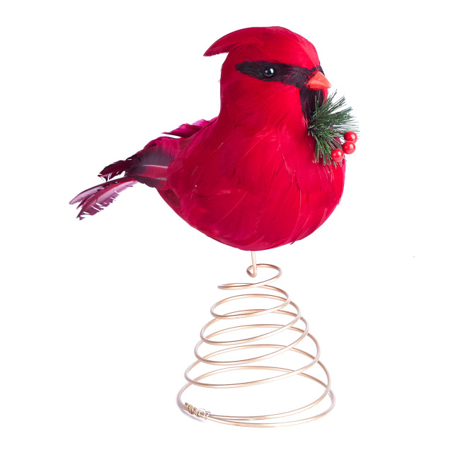 Humble & Mash Red Northern Cardinal Bird Tree Topper side view