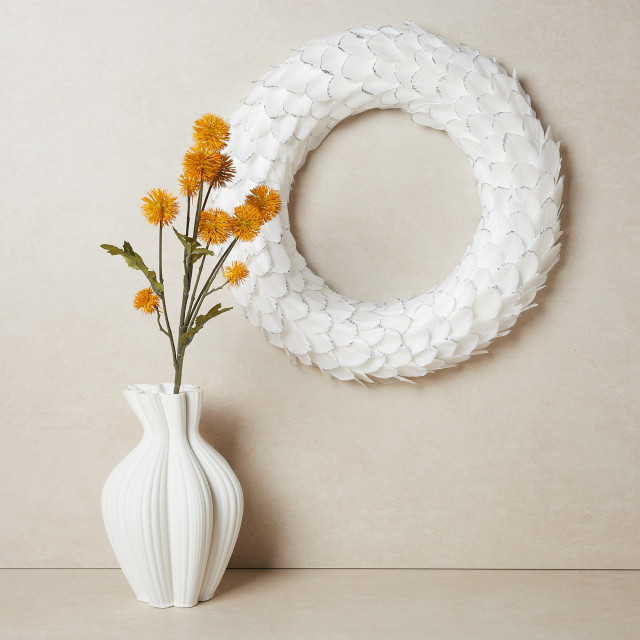 Humble & Mash White Feather Wreath on wall