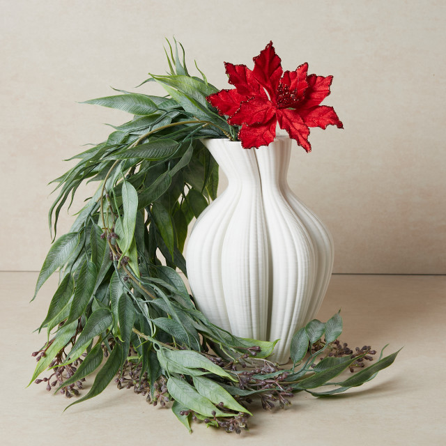 Humble & Mash Red Poinsettia Flower, Set Of 2 on plant