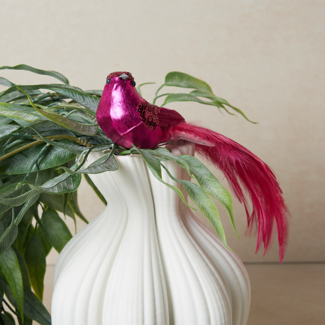 Humble & Mash Pink Feather Bird Clips, Set Of 4 on plant